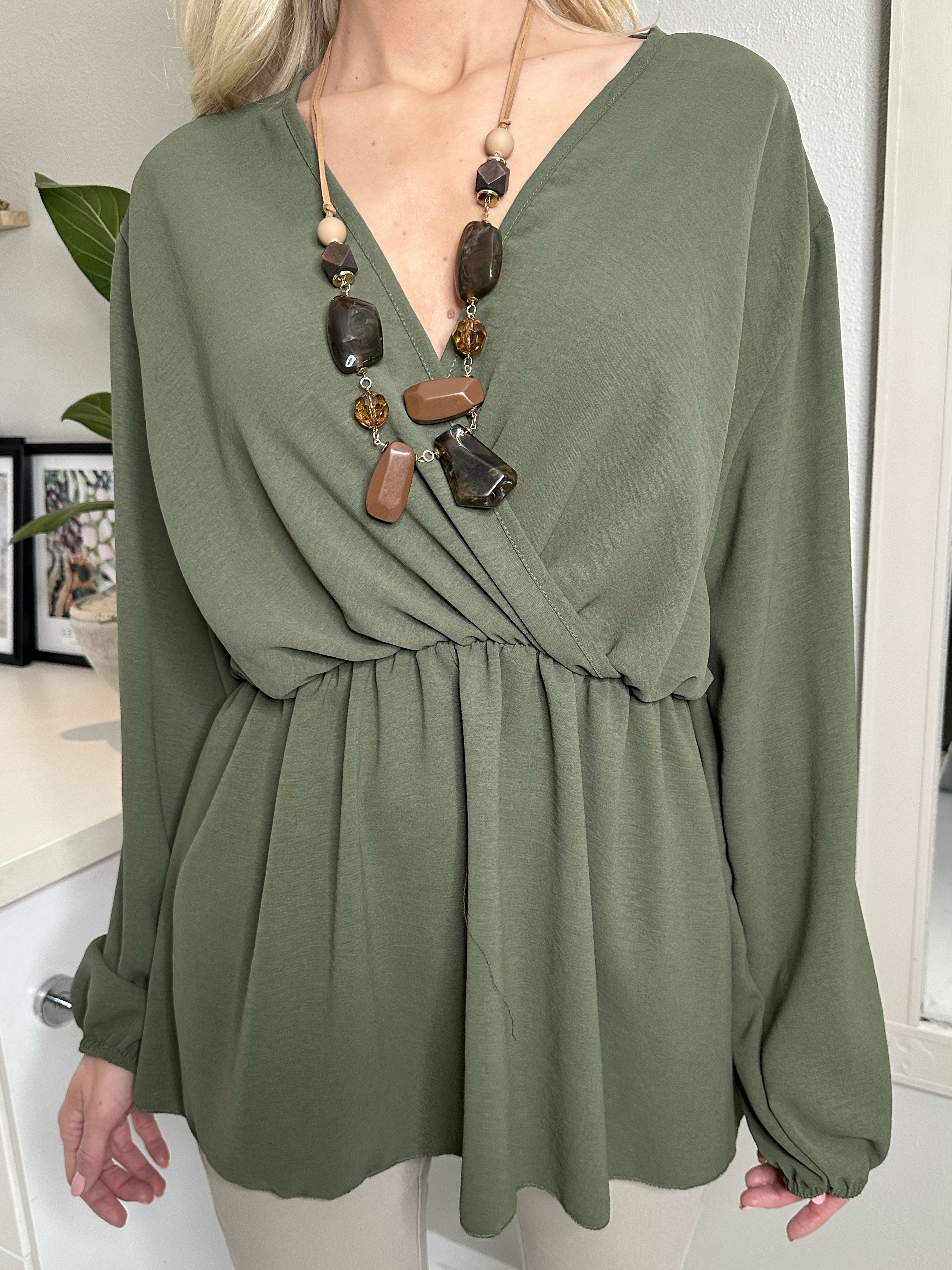 Hermina long sleeve - Sød bluse med elastik i taljen